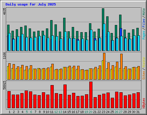 Daily usage for July 2025