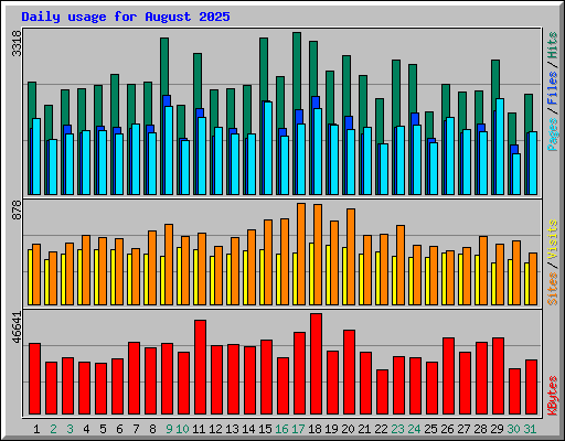 Daily usage for August 2025